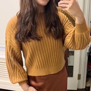 Sophie Rue Rib Knit Crew Camel Sweateratshirt